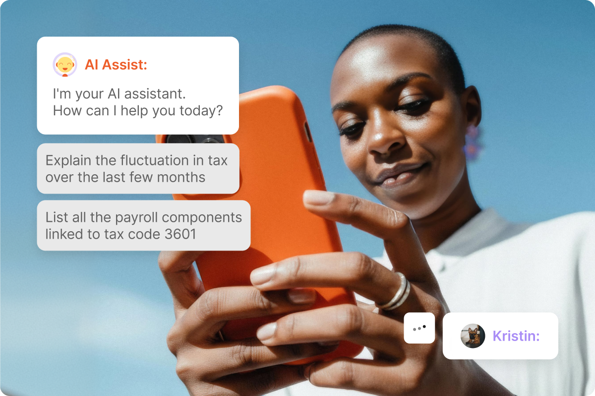 PaySpace AI Assist answering a plain-language payroll question inside the platform